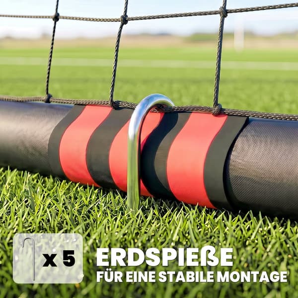 Fodboldmål til haven 180x60x120 cm sort/rød