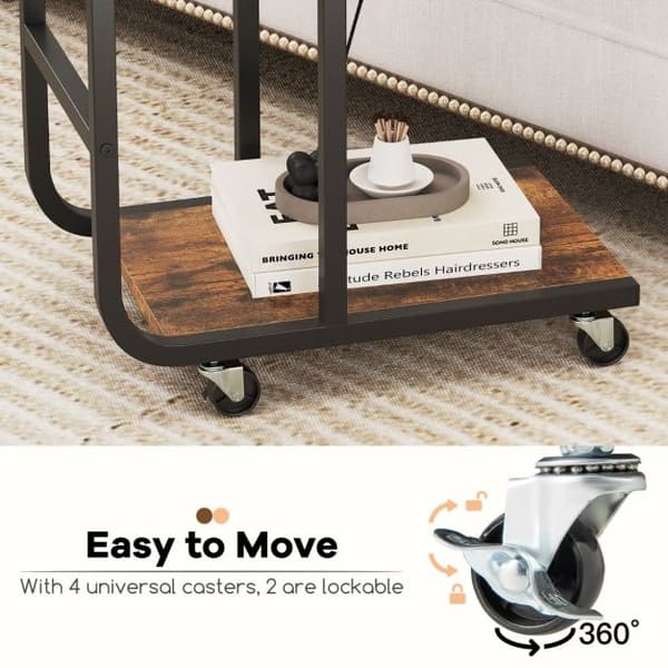C-formet sidebord 53x30x70 cm rustik brun/sort