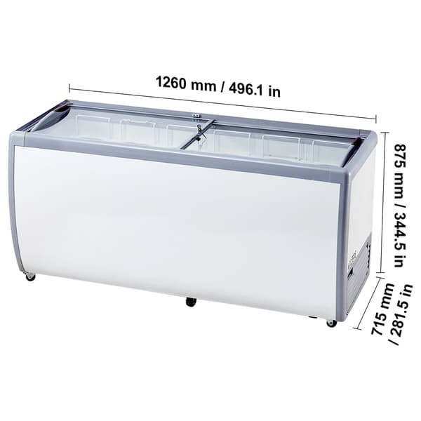 Isdisk Display 567 L, 2 skydedøre i glas, hvid