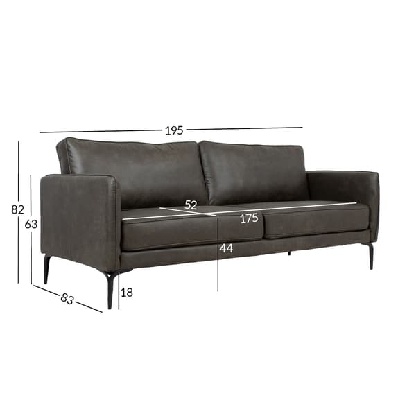 Sofa SOFIA 195x83x82 cm mørkeolivengrøn metalstel