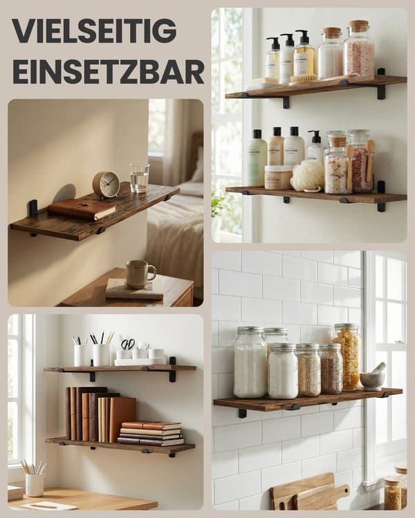 Væghyldesæt 60x20x7 cm Brun-Sort MDF