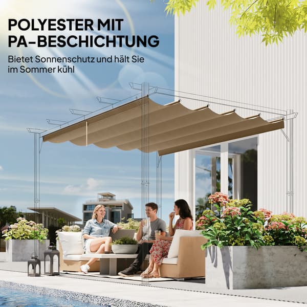 Udskiftnings tag til pergola, 250x255 cm, brun, polyester