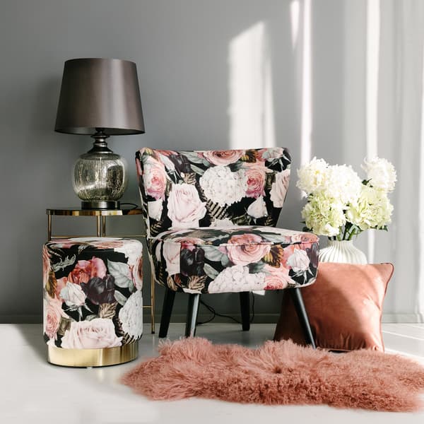 Stol LA PERLA 63x73x76 cm blommig sammet