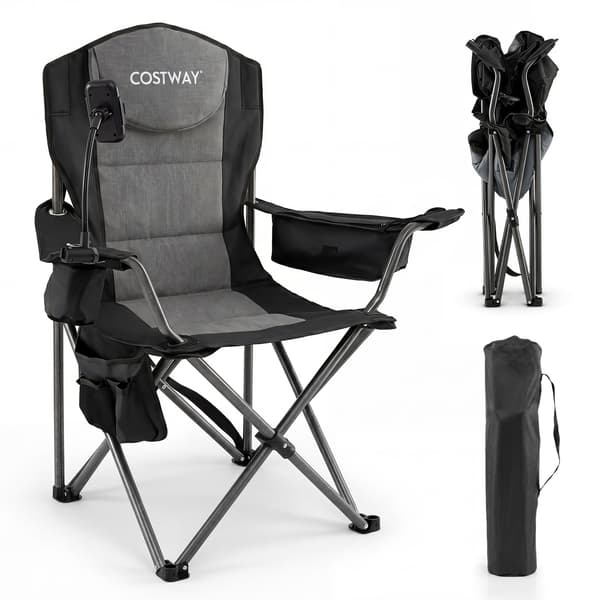 Sammenklappelig campingstol 94x52x104 cm sort