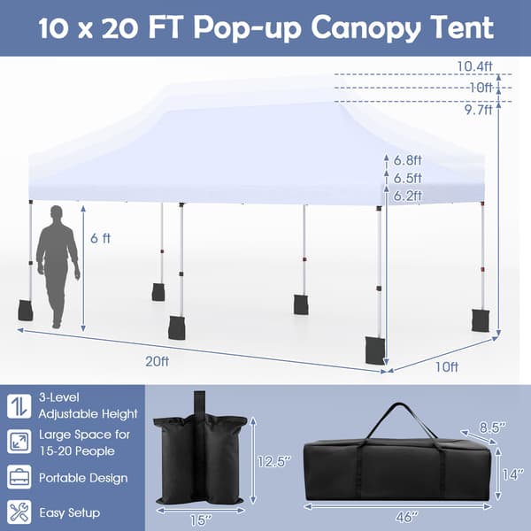 Canopy-tält 300x600x296 cm Vit, Fällbart utomhusskydd , Star