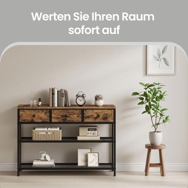 Konsolbord, sidobord med 3 tygkorgar