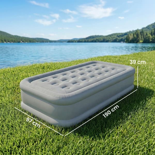 Ilmapatja 190x97x39 cm Harmaa PVC