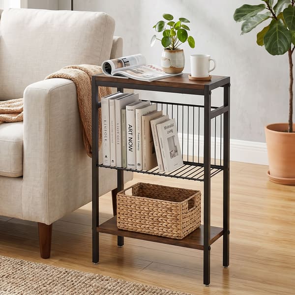 Sidebord med 3 hylder 43x18x62,5 cm rustik brun