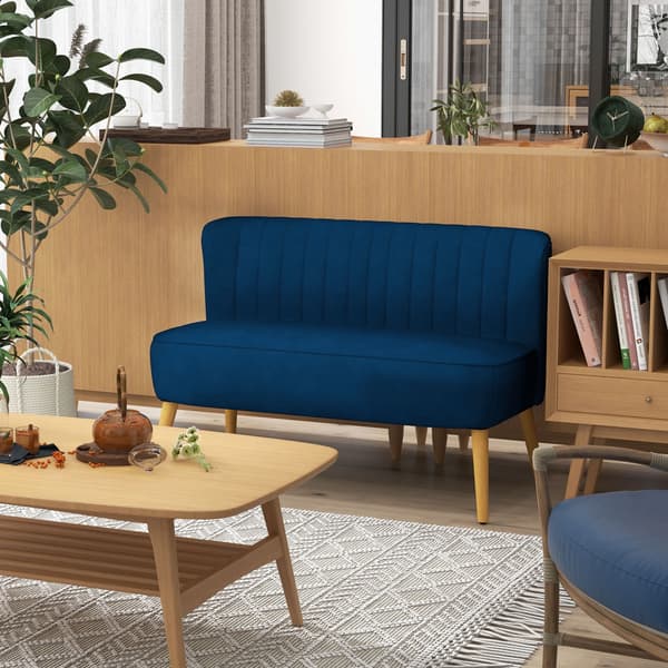 Sofa, 117x56,5x77 cm, Blå, Træ
