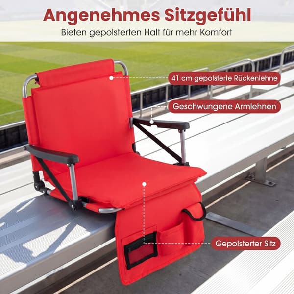 Stadiumsæder 2 stk 76x54x44 cm rød