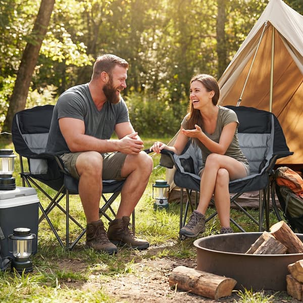 Sammenklappelig campingstol 72x104x93 cm grå