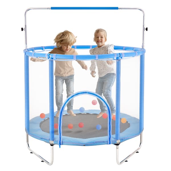 Barntrampolin, 147x154-169 cm, Blå, Säkerhetsnät