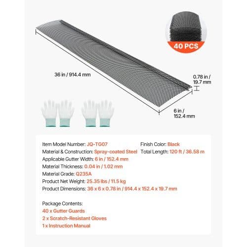 Gutter Guard 40-pack 36,58 m 152,4 mm pulverlackerat stål svart