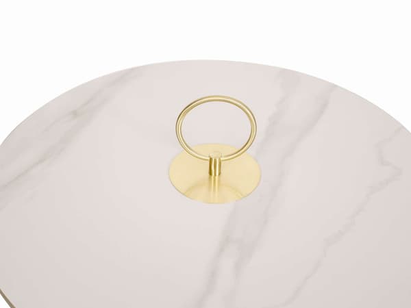 Rundt sidebord, Modig, ecru, hvid, guld