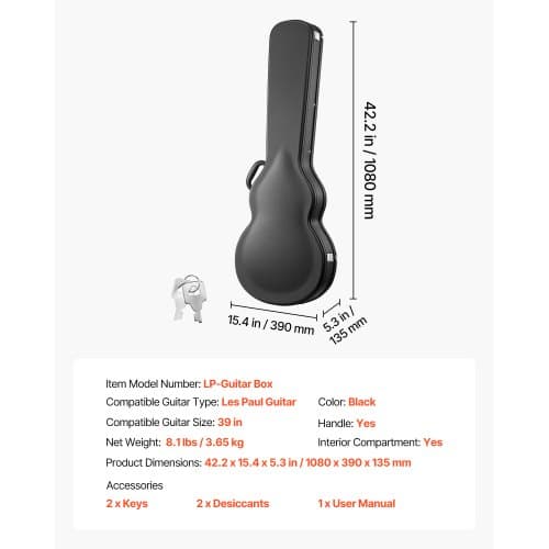Elektrisk gitarr hårt fodral LP-gitarrlåda 108x39 cm svart