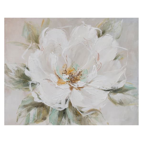 Oljemålning 80x100 cm Vit blomma