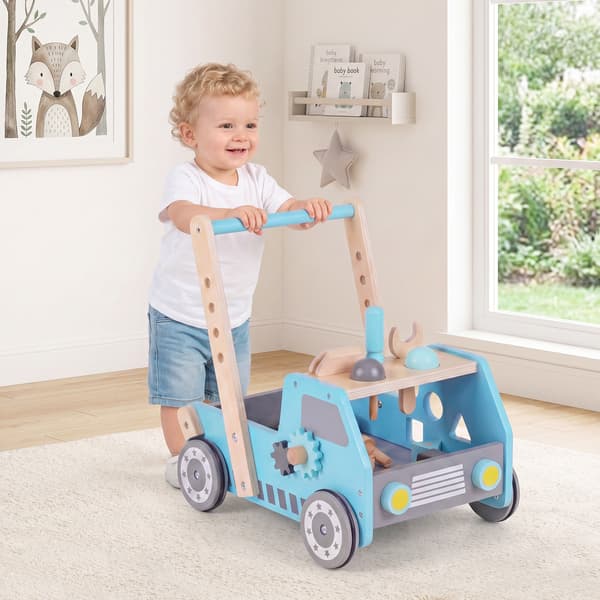 Babywalker 2-i-1 41x31x42 cm blå/grå