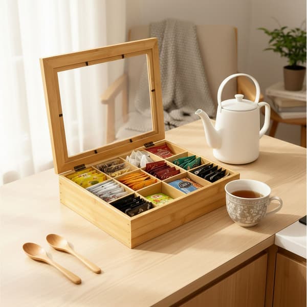 Teaskrin, 8x28x23 cm, Natur, Bambu, Kodustaar