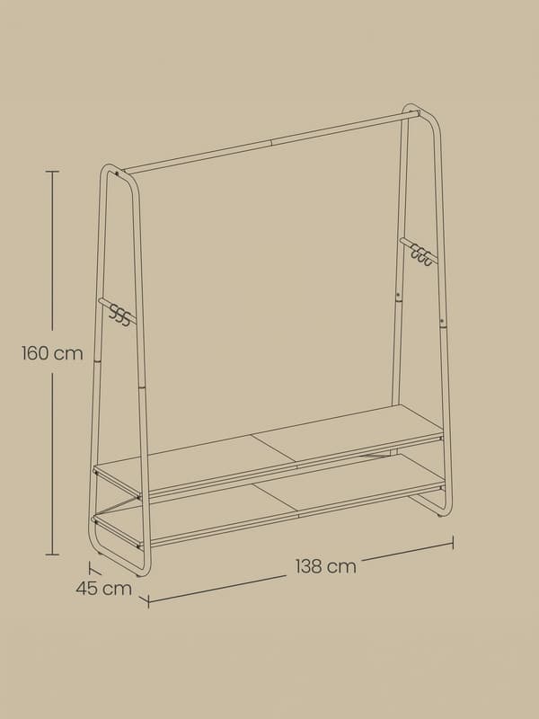 Klesstativ 45x138x160 cm Brun, stål