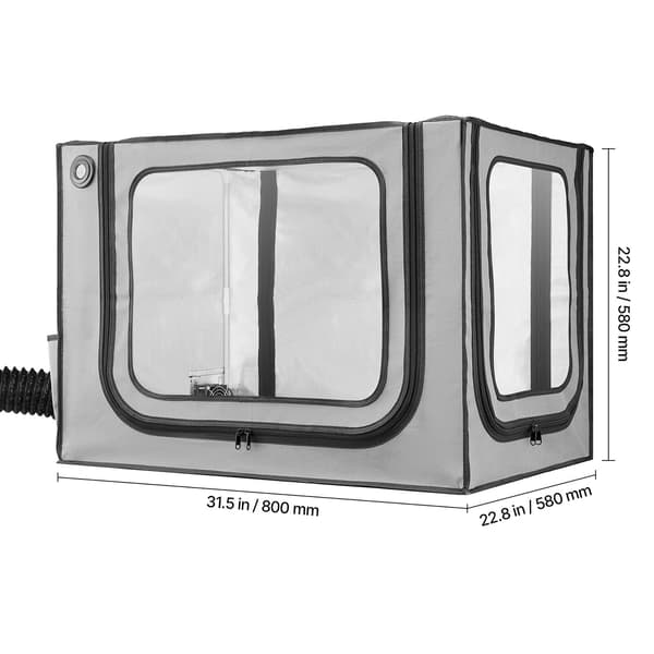 3D-printer kabinet, 80x58x58 cm, grå, ventilation
