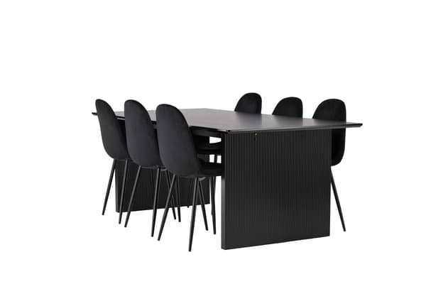 Spisebord og stol sæt Vail 200x100 cm Sort