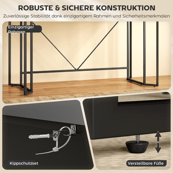 Skrivebord, 120x60x77 cm, Sort, Træ og Metal