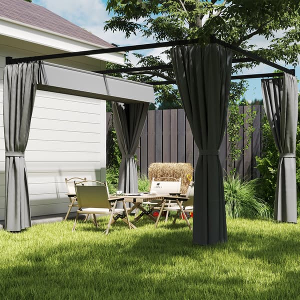Pergola, 300x300x227 cm, vaaleanharmaa, metalli