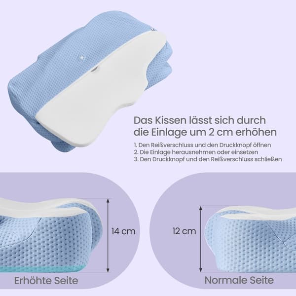 Ergonomisk kudde, kylande nackkudde, justerbar höjd