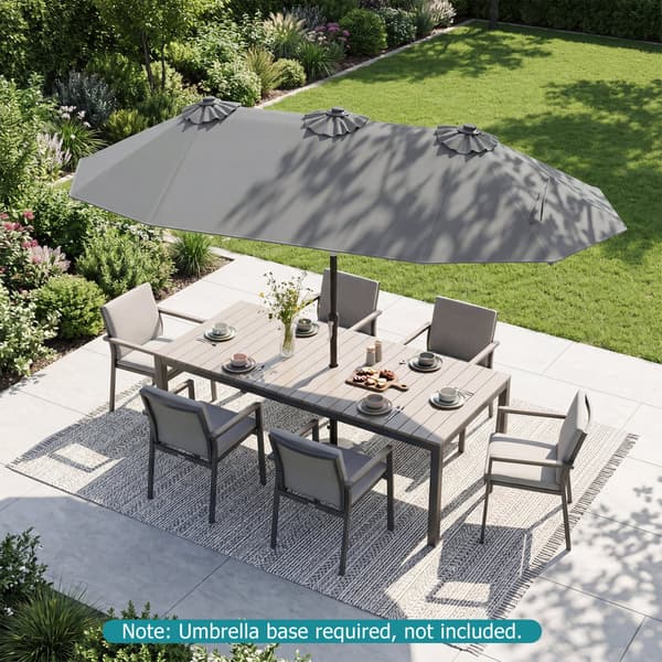 Terrasseparasol 305x161x219 cm Gråt polyesterstof