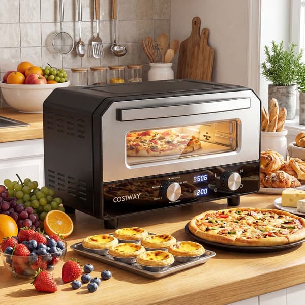 Pizzaovn, elektrisk indendørs bordmodel, 43x47x28 cm, sort
