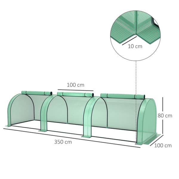 Grøn drivhus 350x100x80 cm