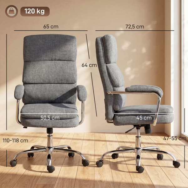 Kontorstol 65x72,5x110-118 cm grå/sølv