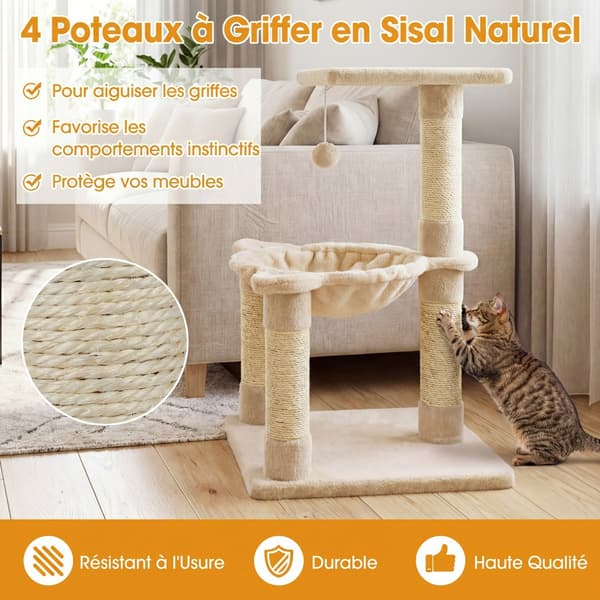 Kattetræ 40x40x64 cm beige