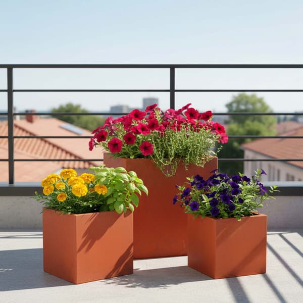 Planter Sæt 37x37x37 cm Brun Stål, Kodustaar