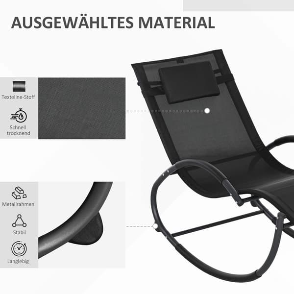 Ulkokeinutuoli, 155x61x88 cm, Musta