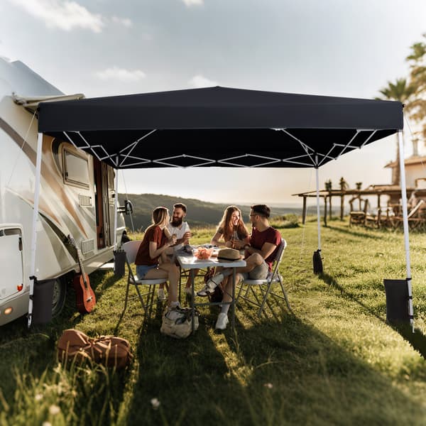 Sammenklappelig Havepavillon 290x290x230-248 cm sort