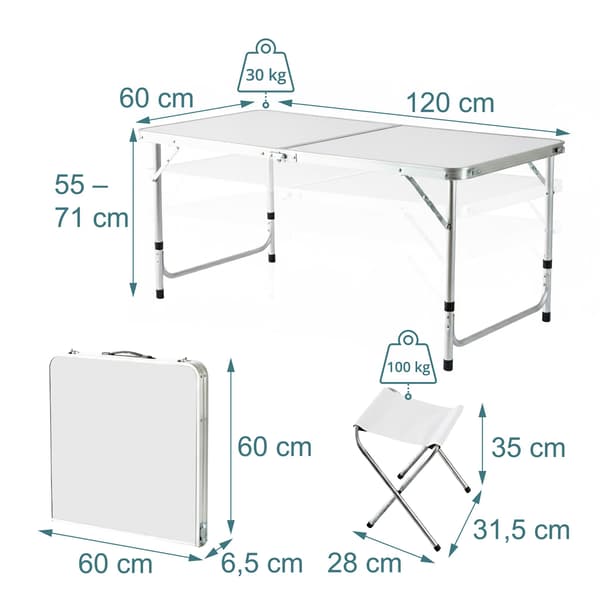 Campingbord och pallar set, hopfällbara utemöbler, Kodustaar