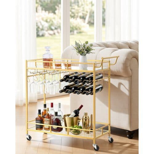 Barvagn 2 våningar 88x35x89 cm guld