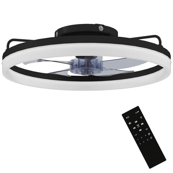 Loftventilator 50x12,5 cm Sort LED-lys