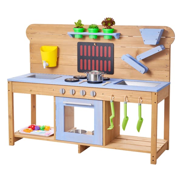 Mud Kitchen, 122x42,5x93 cm, Natur, Træ