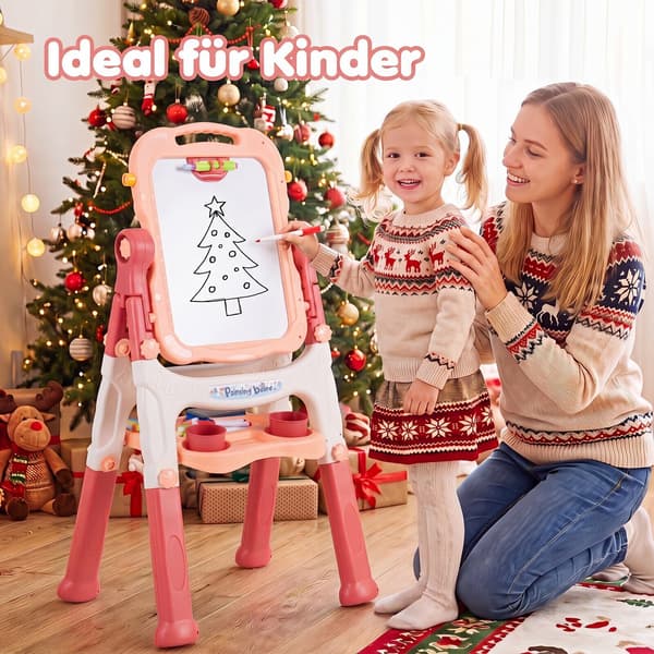 Kunststaffeli til børn med justerbar højde, pink