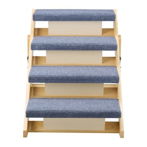 Kæledyrstrappe, 4-trins foldbart trædesign, 63x47x49 cm, opbevaring