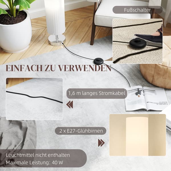 Gulvlampe, 14x14x120 cm, Hvid, Polyester