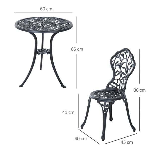 Bistro-sæt, 60x60x65 cm, Sort