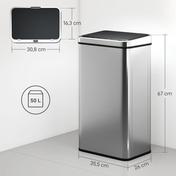 Sensor affaldsspand 35,5x26x67 cm sølv rustfrit stål