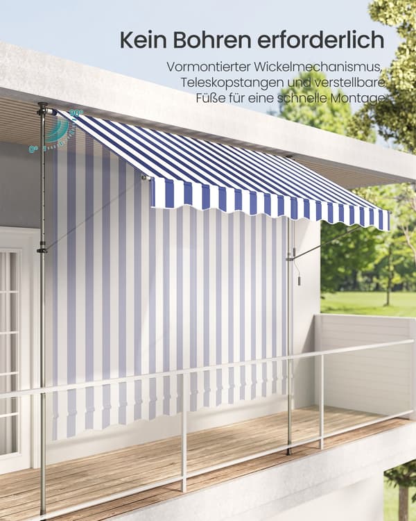 Markise 300x120 cm Blå