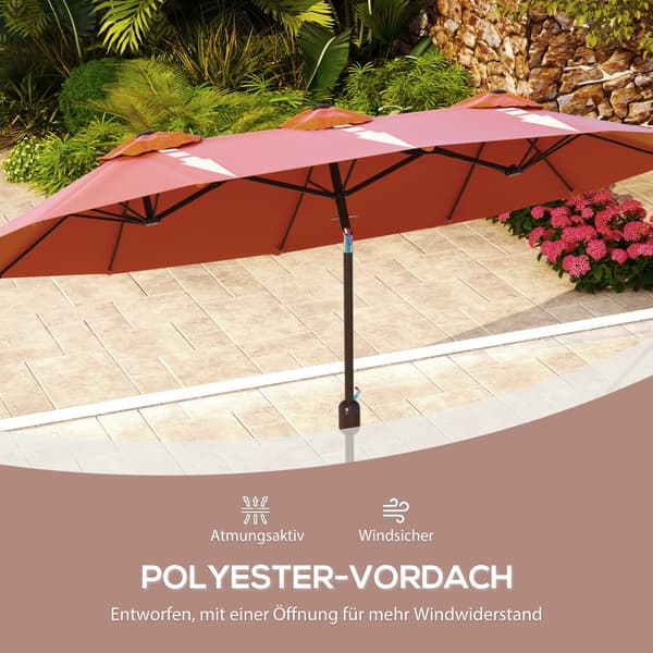 Parasoll 295x152 cm Röd, polyester, justerbar