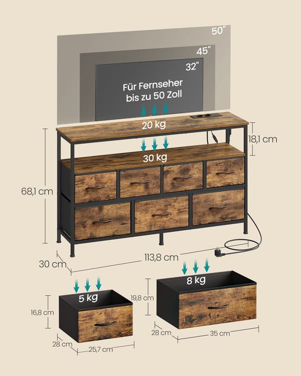 Sideboard 30x113,8x68,1 cm Brun