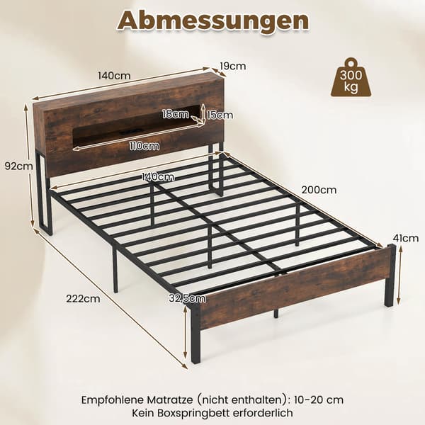 Sängram, 200x140 cm, Brun, Förvaring , Star
