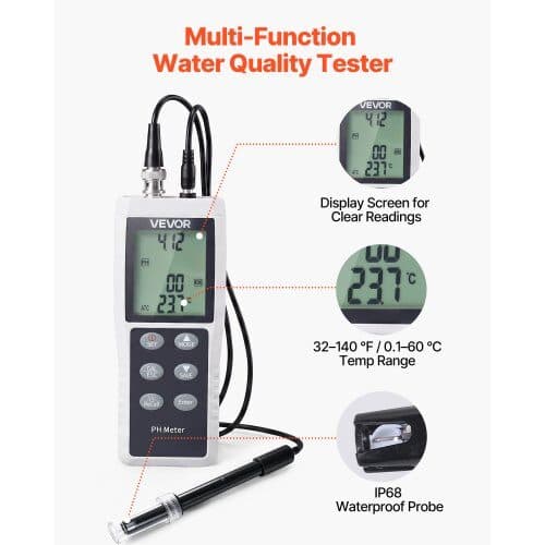 pH-meter sæt AE8601 0–14 pH område 265x210x78 mm sort/hvid/grå
